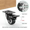 2.5 inch Swivel Caster Wheels,Rubber Base with Brake & Top Plate & Bearing Heavy Duty, Total Capacity 600lbs (Pack of 4). 