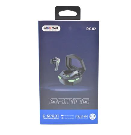 DOOMAX DX-02 Headset Gaming TWS Headphone Nirkabel Earphone Bluetooth In-Ear Mode Ganda Kontrol Sentuh Earbud Musik Stereo 8D dengan Mikrofon