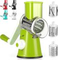 Vegetable Drum Slicer with 3 Blade - Manual Tabletop Drum Multi-Shredder Cheese Grater Machine - 3 In 1 Manual Rotary Vegetable Drum Cutter Hand Operated Chopper - Drum Grater - Salad Cutter - Kitchen & Dining, Food Processors - Graters, Peelers & Slicer. 