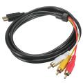 Black 1.5m HDMI Male to 3 RCA Audio AV Cable Adapter For HDTV 1080P. 