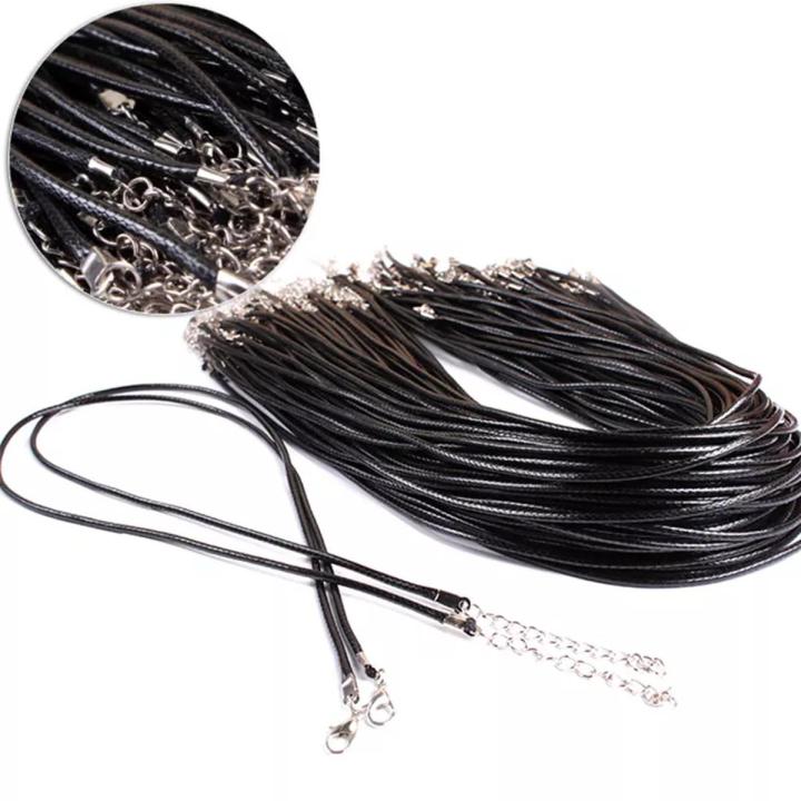 10pcs 1.5mm Mix Wax Leather cord Snake Necklace Beading Cord String 45cm+5cm Extender Chain with Lobster Clasp DIY