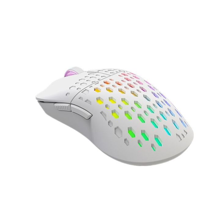 XTRIKE ME GM209W RGB Gaming Mouse 8000 DPI Wired Optical Mouse Lightweight Honeycomb Design Ambidextrous Gaming Mouse White for PC Laptop