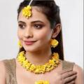Bridal Mayon Floral Yellow Jewellery Set. 
