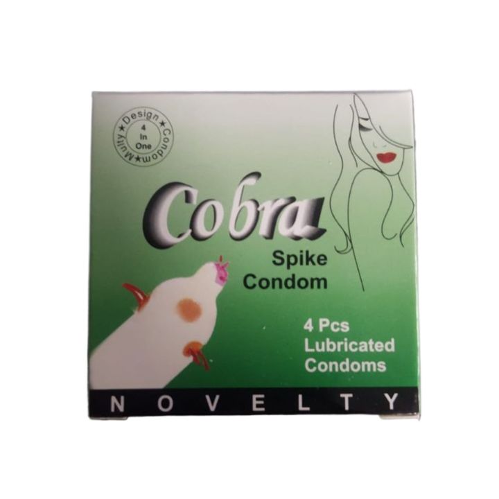 Cobra Novelty Lubricated Spike Condom - 4 Pieces