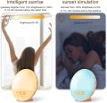 COULAX Wake Up Light Wood Grain Sunrise Alarm, Radio Clock Sunset Simulation Night Light with FM Radio, Snooze Function and Atmosphere Lamp Light Function. 