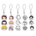 Demon Slayer Keychain Cartoon Acrylic Kamado Tanjirou Hashibira Inosuke Anime Long Pendant Mobile Phone Chain Car Key Ring Gifts. 