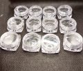 10 Gram Empty Cosmetic Containers 12 pcs With outer Acralic Box - Square Shape Mini Plastic Empty Bottle - Makeup Face Cream Pot Jar Refillable Cosmetic Sample Bottles. 