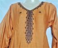 Stylish Embroidery Stitched Frock 2 Pieces Linen Dress For Girls. 
