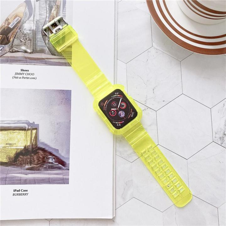 Neon Glacier Newest Transparent Sport Strap for Apple Watch Series SE 6 5 4 3 2 1 Silicone Clear for IWatch Band 38mm 40mm Glacier Limited Edition Silicone Strap TPU case 38mm 40mm 42mm 44m