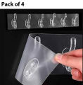 Muntazir 6 in 1 Seamless Heavy Duty Strong Sticky Hooks Strip for Wall Hanging Multipurpose Double Sided Self Adhesive Transparent and Waterproof Wall Sticking Hanger for Bathroom and Kitchen. 