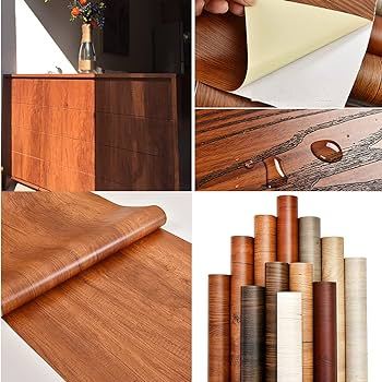 Wooden Texture sticker sheet Wallpaper Wardrobe Cupboard Furniture Renovation Kitchen Home Decor
