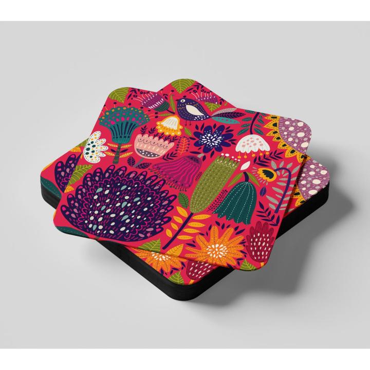 4 Pieces of Beautiful Design Custom Tea Coasters Set Printed Customize your own Square Shape pack of 4 coaster Coffee mug mat favourite plus