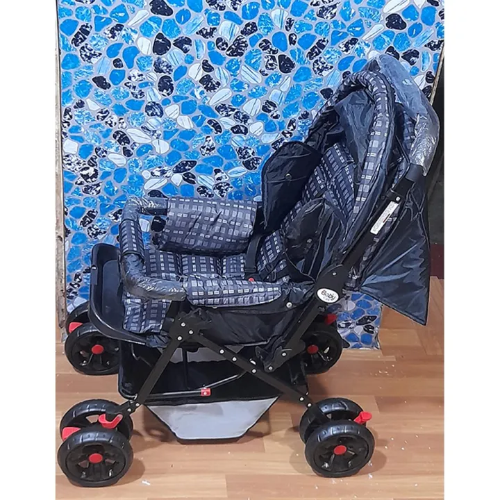 8%20Big%20Tyres%20Alloy%20Foldable%20Baby%20Stroller%20Pram%20For%20Newborn%20Double%20Handle%20(%202%20in%201%20Position%20)%20-%20Image%202