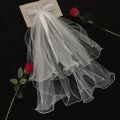 Bridal veil headwear Wedding Hair Accessories Veil headdress, super fairy forest, short net celebrity photo props, pearls, double butterfly mesh, simple travel veil. 