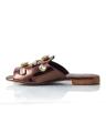 Bronze Faux Leather Slippers For Women. 