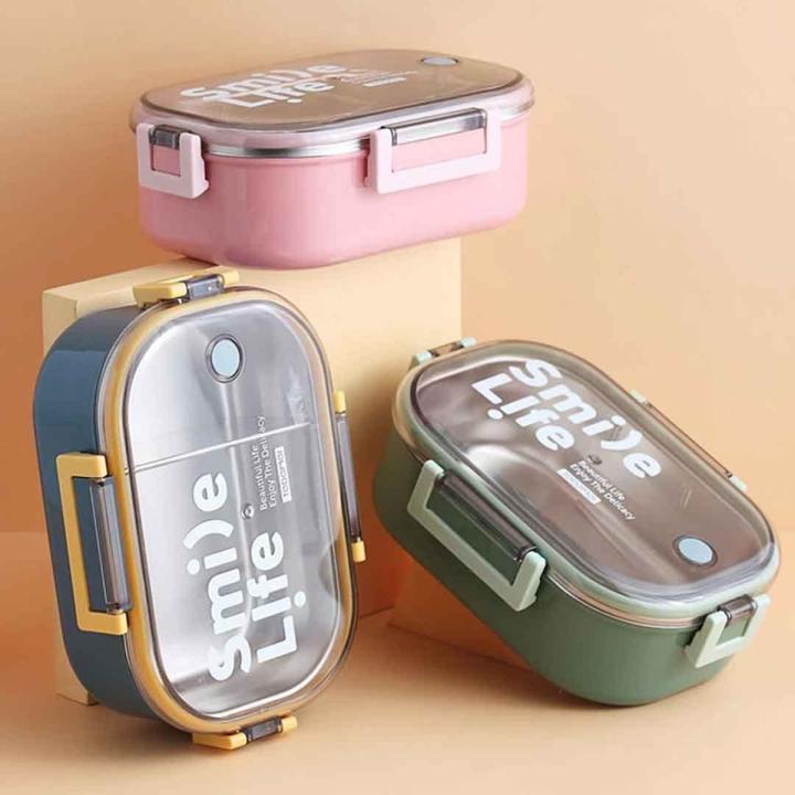 Stainless Steel Lunch Box Food Storage With Adjustable Part Leak Proof Lids Microwave Food Lunch Box Large Capacity Double-Layer Lunch Box