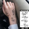 【Good-Love Store】Waterproof Tattoo Ankle Flower Garland Branch Lettering Fake Black Tatoo Leg Wrist Hand Men Women Tatt. 
