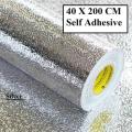 Aluminium Foil Self Adhesive Sticker Roll, Silver & Golden color Kitchen Backsplash Wallpaper, Heat Resistant Oil Proof Waterproof Aluminium Sheet DIY Sticker for Stove, Shelves, Drawers, Home, Cabinet, Furniture, Wall 40x200cm. 
