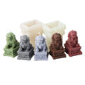 Stone Lion Candle Silicone Mold Handmade Ball Lion Statue Plaster Sugar Cake Mould Home Decor Office Ornaments. 