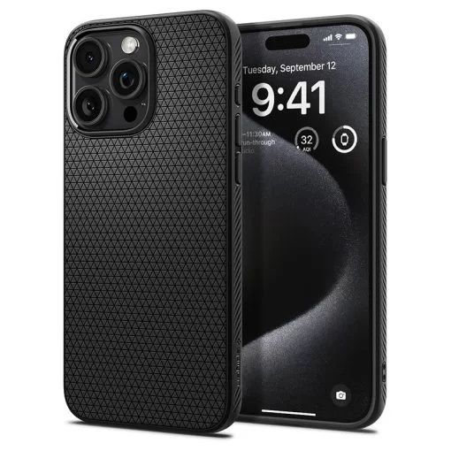 Spigen Liquid Air Phone Case for iPhone 15 Pro Max – Matte Black
