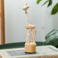 Cartoon wooden artwork movable puppet desktop figurine Ornaments clown horse giraffe dog statue crafts toy gifts home decoration. 