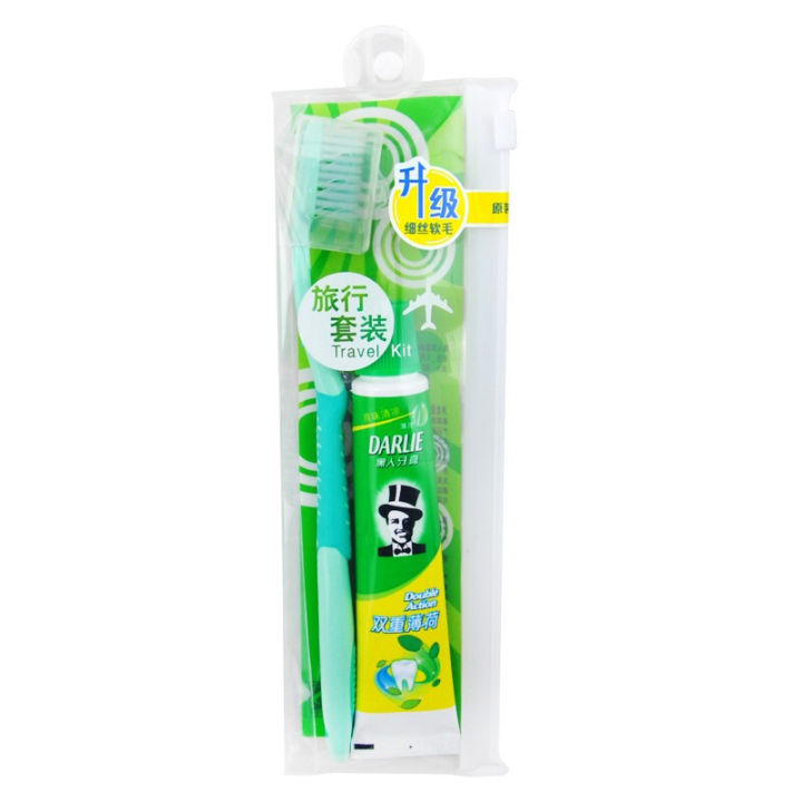 Hollywood Black Toothbrush Toothpaste Mini Travel Size Portable Set 50g Double Mint Couple Hotel Business Trip