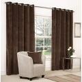 High Quality Velvet Dark Brown Ringtop Pair of Curtains - Pair. 