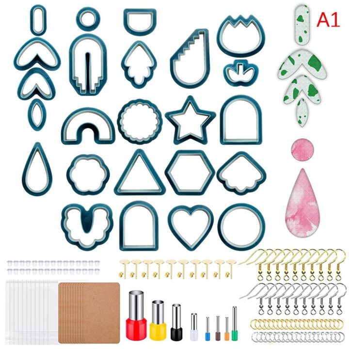 142Pcs Polymer Clay Cutters Set 24 Shapes Plastic Clay Earring Cutter DIY Mold Lonni