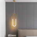 U-Shaped Pendant - Modern Indoor Decorative Designed Hanging Ceiling LED Unique Bedrooms Decor Bedside Hallways Pendant Brass Body White Shade LED Light. 