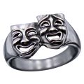 Tragedy Comedy Theater Mask Ring Smile Cry Face Wide Statement Ring Jewelry Fashion ​Stackable Finger Ring ​Bands. 