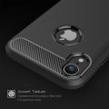 For iPhone XR Brushed Texture Carbon Fiber Shockproof TPU Protective Back Case. 