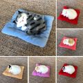 Kid Realistic Mew Sound Cat Sleeping in Nest Activated Carbon Plush Toy Car Decor. 