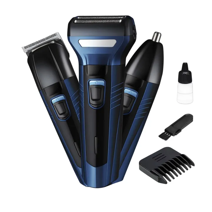 Kmei 6330 6333 3-in-1 Rechargeable Hair Beard & Nose Trimmer Grooming Kit for Men