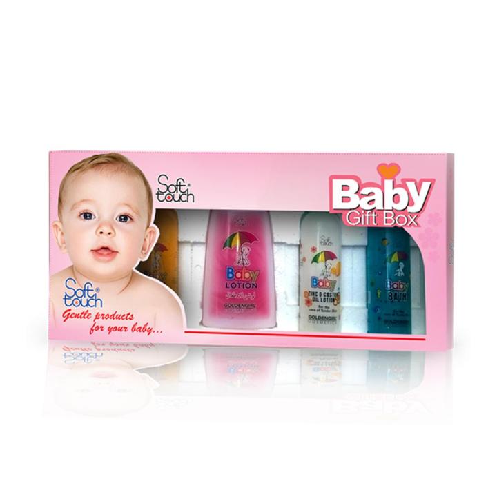 Soft Touch Baby Gift Box Standard 5 Items 120ml each Baby Shampoo Soap Bath Oil Lotion Kit baby gift set New Born Baby Gift Set Baby Care Kit Baby Bathing Kit Baby Care Accessories