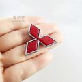 1 x ABS Mitsubishi logo car auto front rear trunk lid emblem badge sticker decal replacement Mitsubishi. 