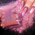 50g Laser Silver Holographic Nail Powder 0.2mm Chrome Rainbow Glitter Design Nail Art Pigment Rub Dust Fine Nail Glitter 008inch. 