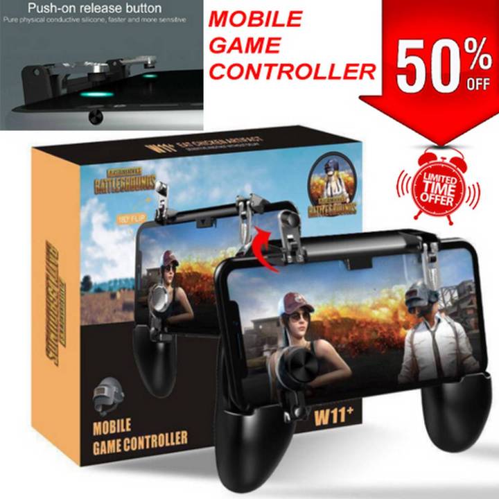 Mobile Phone Game Gaming Controller Gamepad Joystick IOS Android with L1 R1 Built in Shooter Trigger Aim Controllers Fire Button for PUBG Gamers W11+
