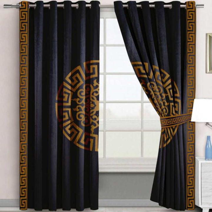 VELVET CURTAIN  BLACK & GOLD