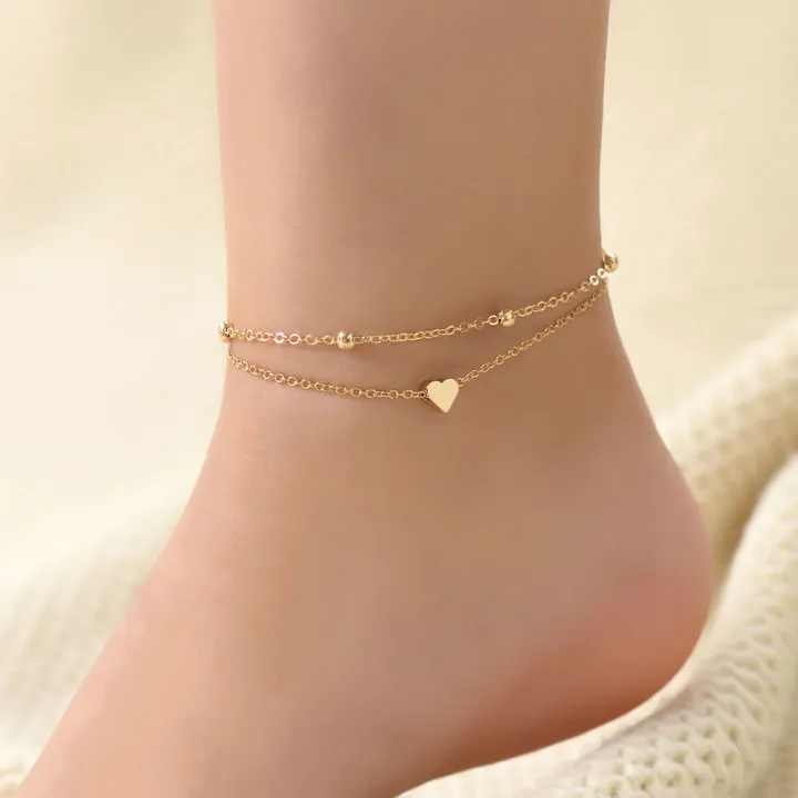 Double%20Chain%20Heart%20Anklet%20Payal%20for%20Girl%20Simple%20Gold%20Foot%20Bracelet%20-%20Image%202