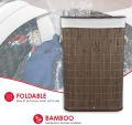 Bamboo Laundry Basket with Laundry Bag, Brown Rectangular with Lid and Carry Handle, - Clothes Sorter Hamper Storage Bin with Lid Liner,  Basket Hamper for Large Dirty Clothes Laundry, Kids Toys Hamper. 