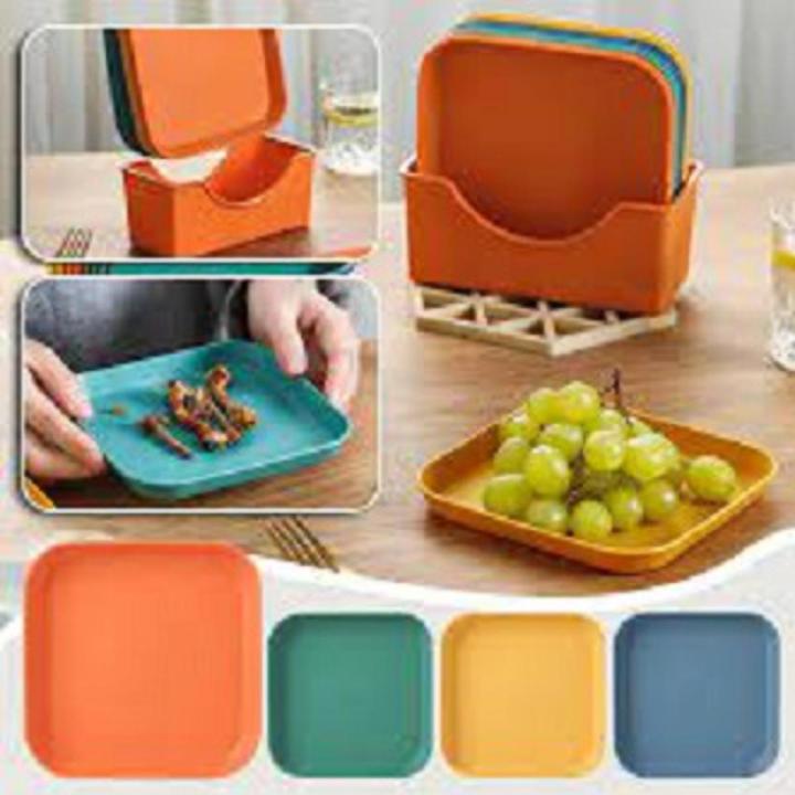 10 Pieces Household Food Grade Plastic Plate Spit Bone Dish Set  Square For Dining Table