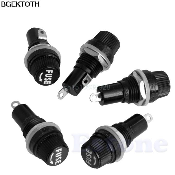 1SET 5Pcs 5mm x 20mm Fuse Holder Chassis Panel Mount Fuseholder Socket 50V 10A