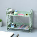 Plastic Desktop Organizer Double Layer Hollow Shelf For Cosmetics, Finishing, Kids, Kitchen And Bathroom Accessories Storage Rack 2 Tier Shelf Holder. 