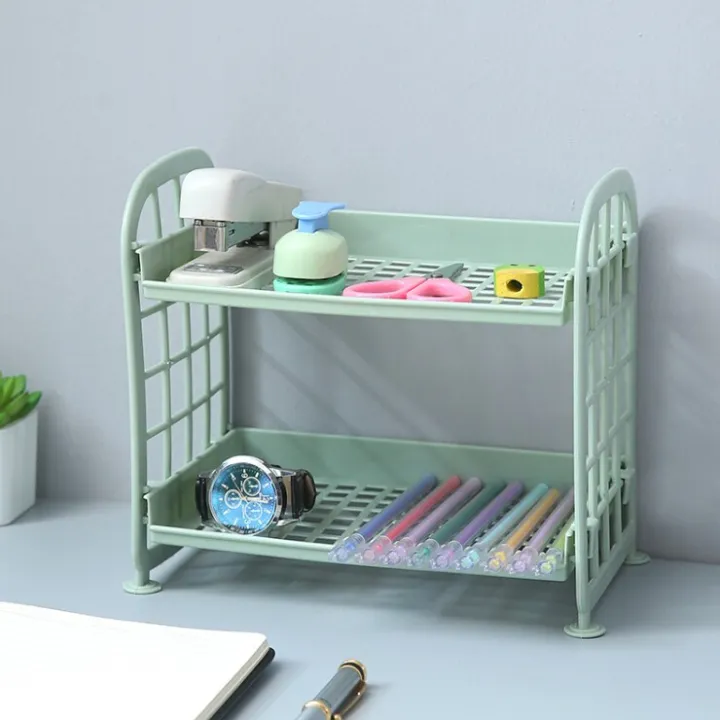 Plastic%20Desktop%20Organizer%20Double%20Layer%20Hollow%20Shelf%20For%20Cosmetics,%20Finishing,%20Kids,%20Kitchen%20And%20Bathroom%20Accessories%20Storage%20Rack%202%20Tier%20Shelf%20Holder%20-%20Image%204