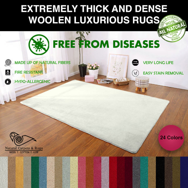 Natural Woolen Carpets and Rugs made of pure Wool for Living Room Rug, Dimension 3'3'' x 5' / 4'4'' x 6' / 6'6'' x 9'