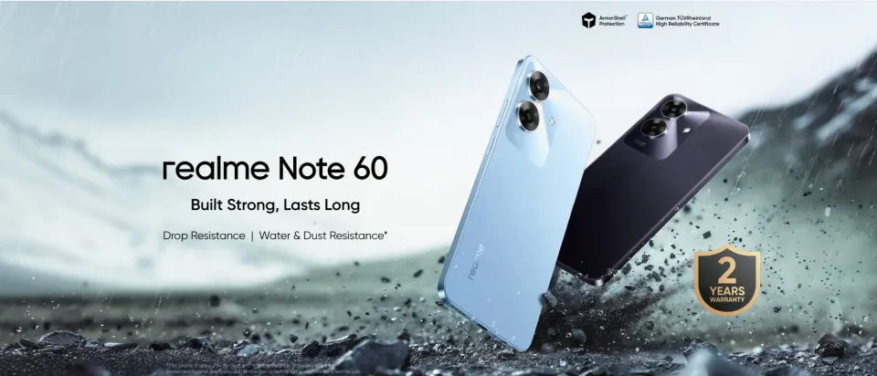 Realme Note 60 4/128, 32MP camera, 90Hz display, Armor Shell