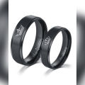 Pack Of 2 - Black Couple Jewelry Her King And His Queen I "Elegant Black King & Queen Stainless Steel Couple Rings – Symbol of Love & Unity". 