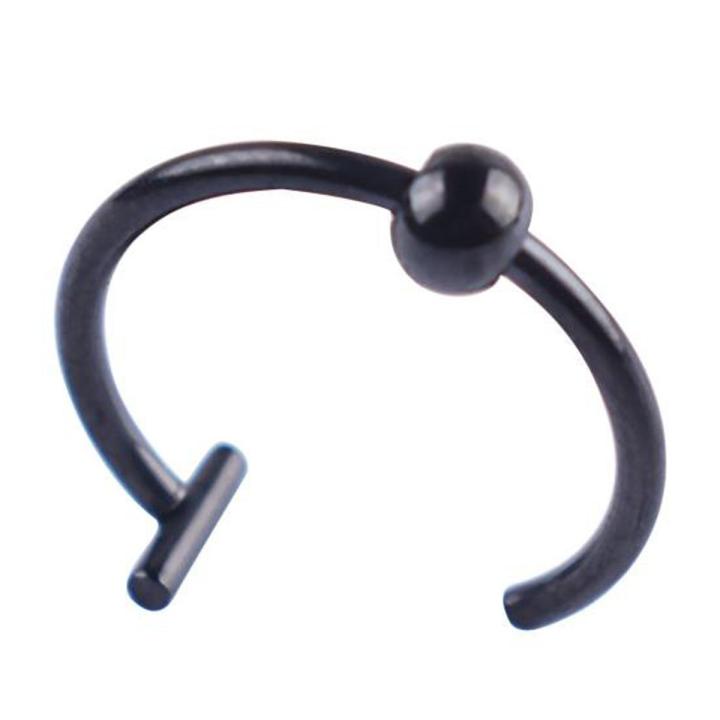 Nose Stud Attractive Radian Shape Nose Ring Hinge Septum Piercing Long Lasting Hoop BLACK
