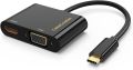 USB C to HDMI VGA Adapter, Type C to VGA to USB C Thunderbolt 3 for Dual Monitor Adapter. 
