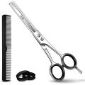 OCBA Professional Hairdressing Thinning Teeth Scissor for Texturizing & Styling Stainless Steel with Removable Finger Ring for Barbers Hair Cutting, Salon, Children, Men & Women. 